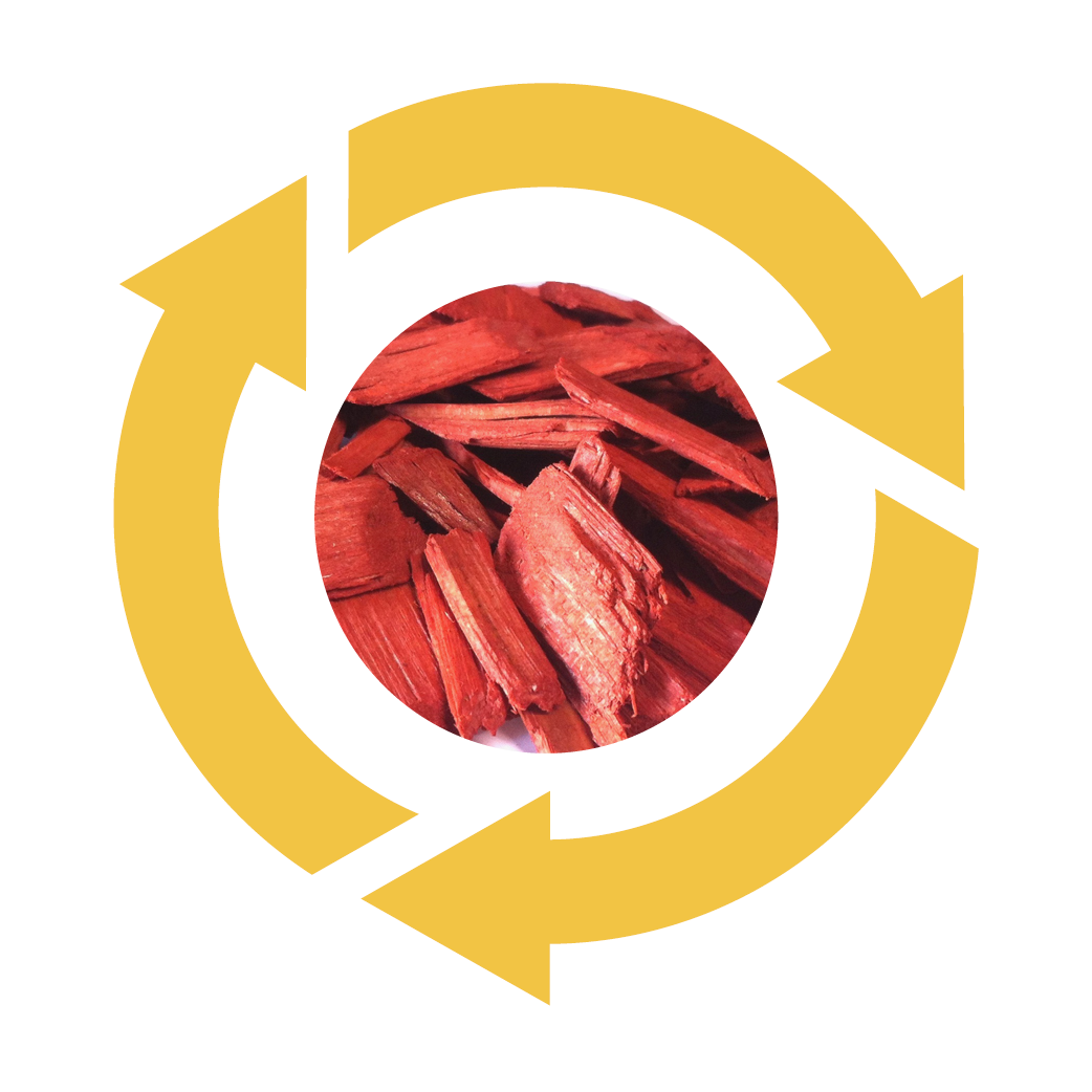 Plaquettes de bois du produit Paillisol teinte rouge